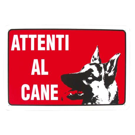 CARTELLO PVC ROSSO ATTENTI AL CANE 30X20 1883