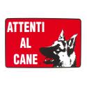 CARTELLO PVC ROSSO ATTENTI AL CANE 30X20 1883