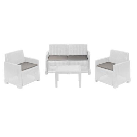 IPAE SALOTTO SIMILRATTAN ISEO DIV+2POLT+TAV BIANCO - 4 cuscini